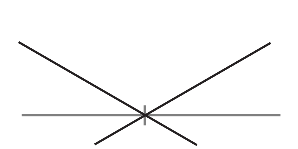 Two 30-degree lines forming the basis of the isometric grid