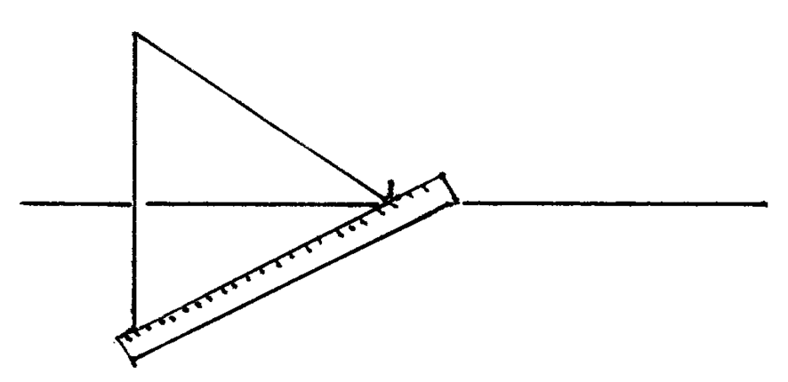 A ruler aligning the bottom of the vertical line to the vanishing point
