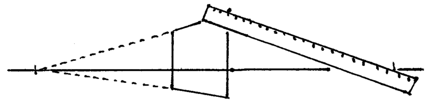 Using a ruler to find an angle for two-point perspective.