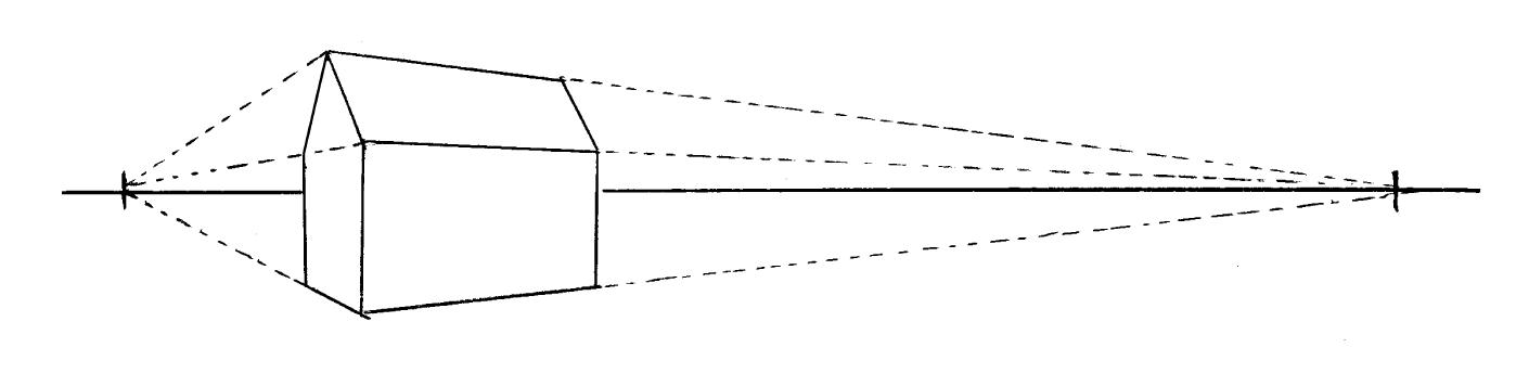 Vanishing points placed following the previous sketch as a guide.