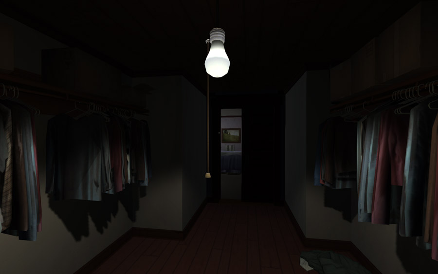 A closet in Gone Home