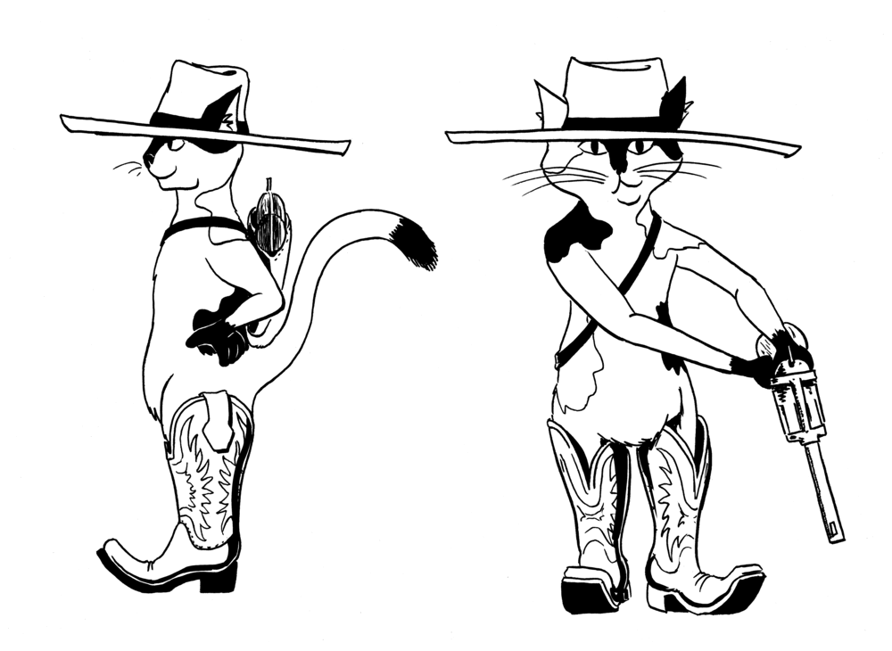 Wild West cat character design